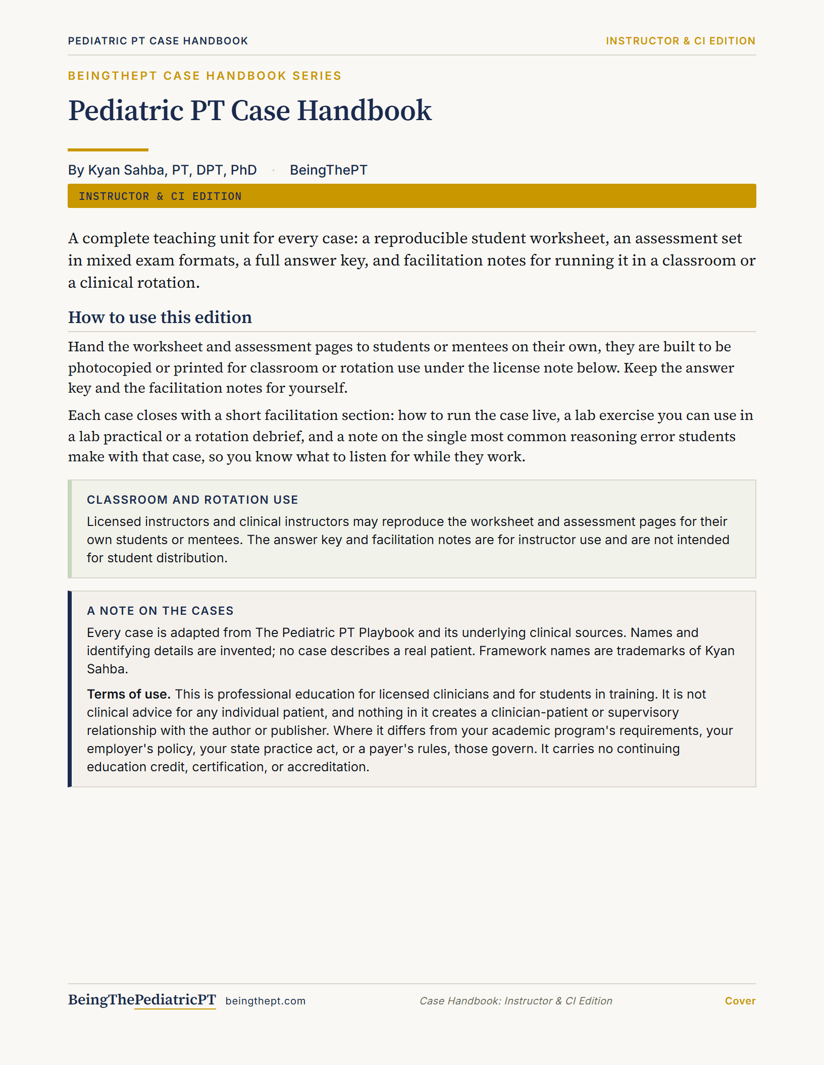 Case Handbook, Instructor Edition, cover