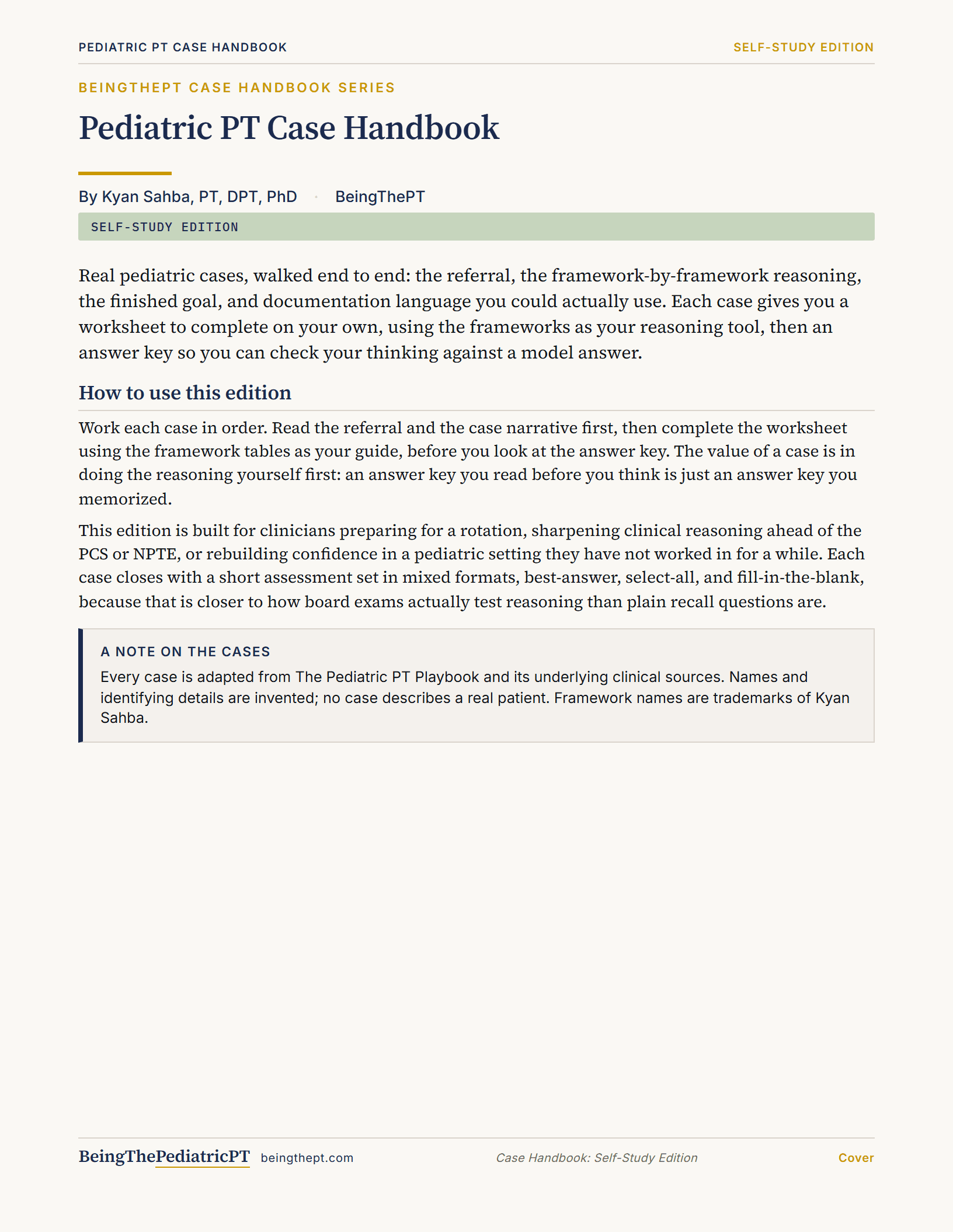 The Pediatric PT Case Handbook, cover